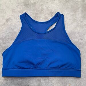 Lululemon Blue High-Neck Sports Bra for Intense Workouts